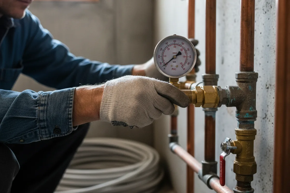 Pressure testing a repaired line during Water Line Repair in Perth Amboy